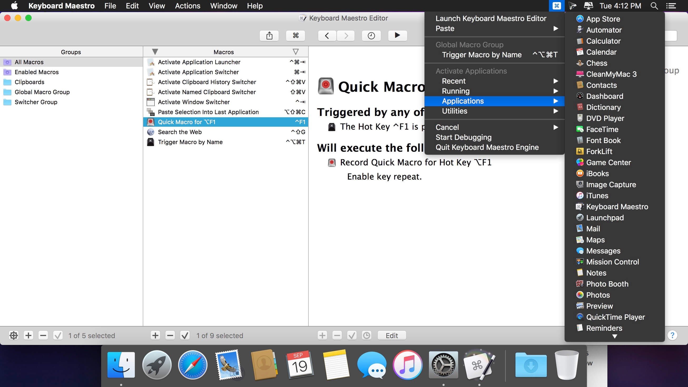 Keyboard Maestro screenshot 3